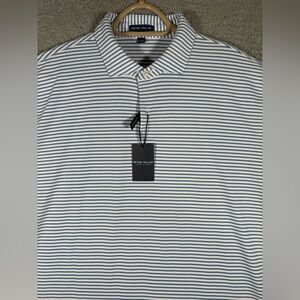 Peter Millar Crown Crafted Men's Size XL Blue White Stripe Tailored Fit Polo NWT